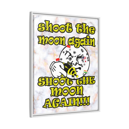 shoot the moon again - framed canvas art (white marble)