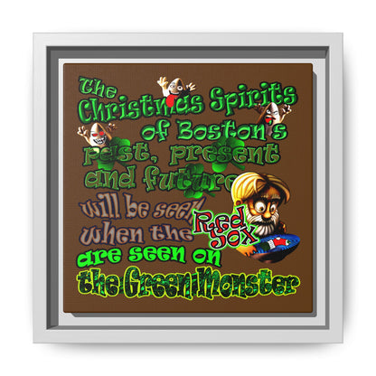 christmas spirits of boston - framed canvas art (brown)