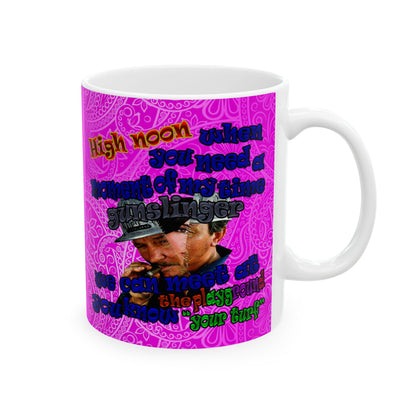 high noon - White Mug (pink swirl)