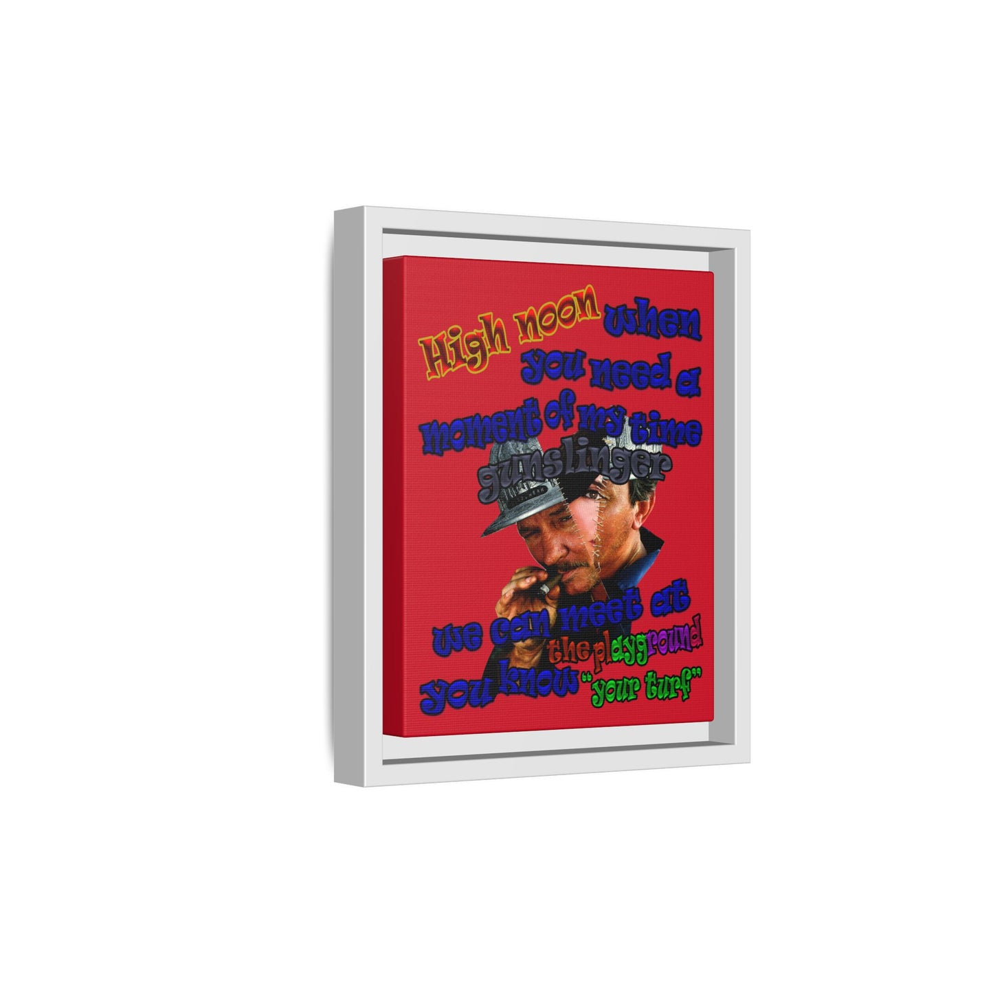 high noon - framed canvas art (dark red)