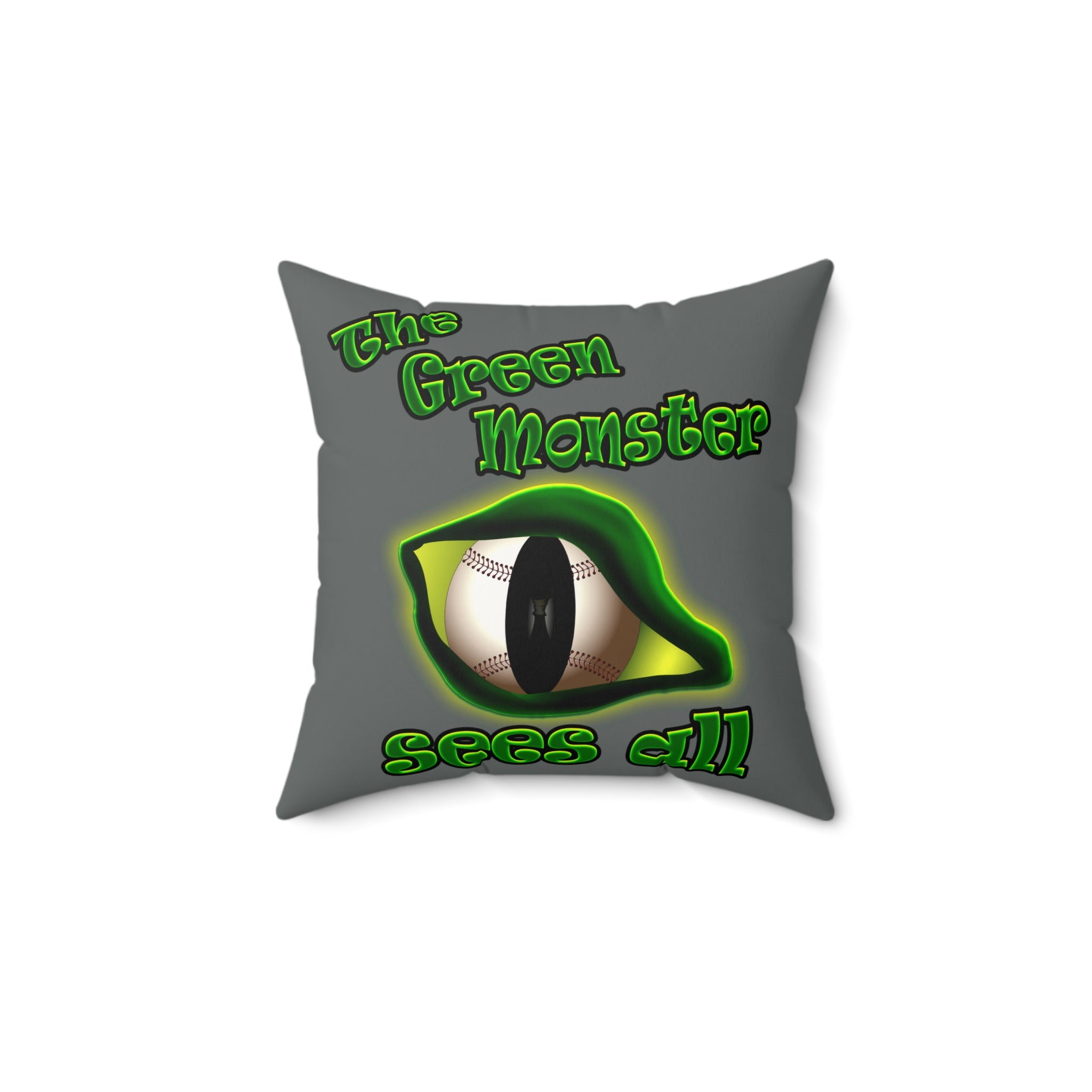 green monster - Faux Suede Square Pillow - (dark grey)