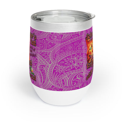 schrodinger's cat - Chill Wine Tumbler (pink swirl)