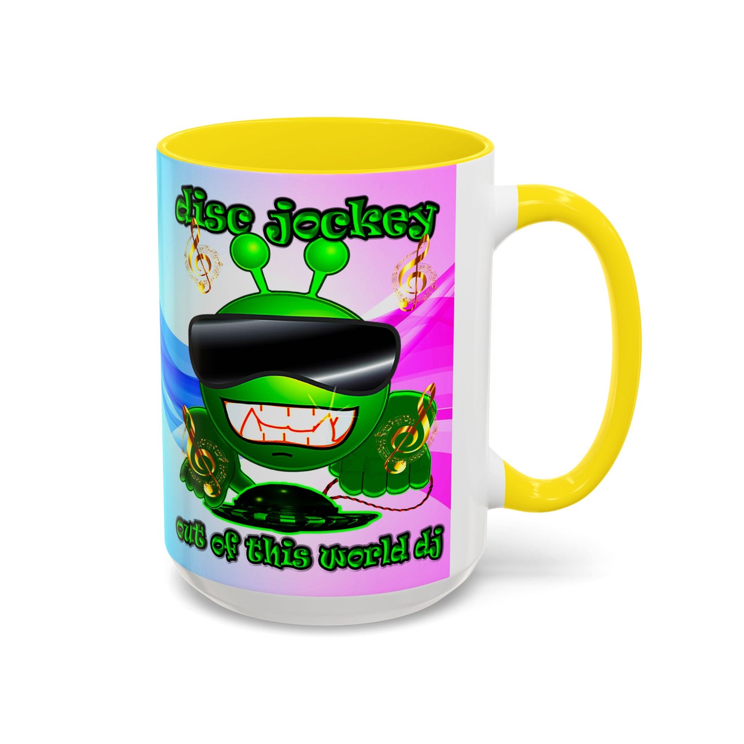 disc jockey - Accent Mug (light blue-pink wave)