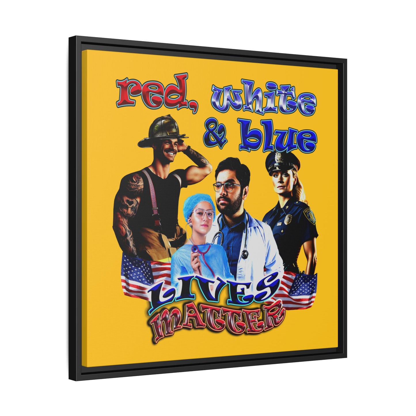 rw&b lives matter - framed canvas art (yellow)