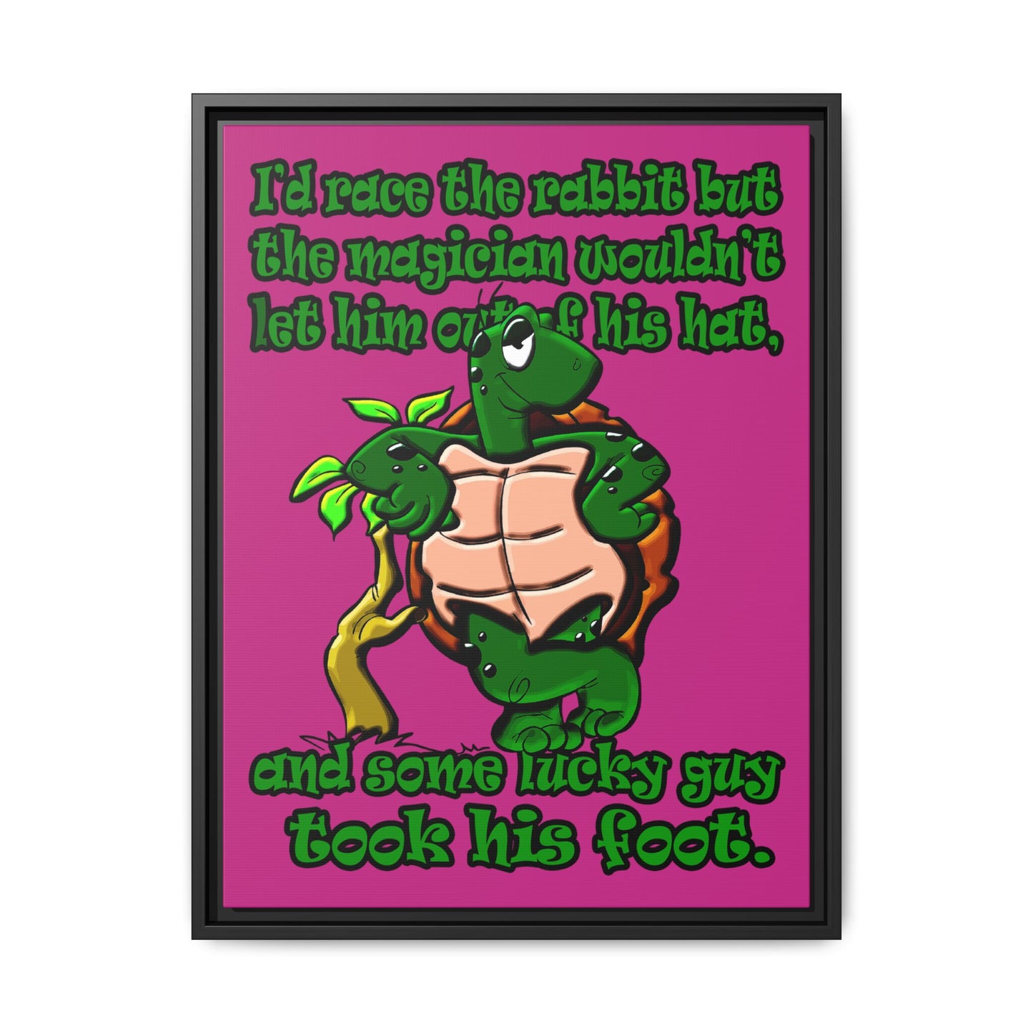 turtle race - framed canvas art (pink)