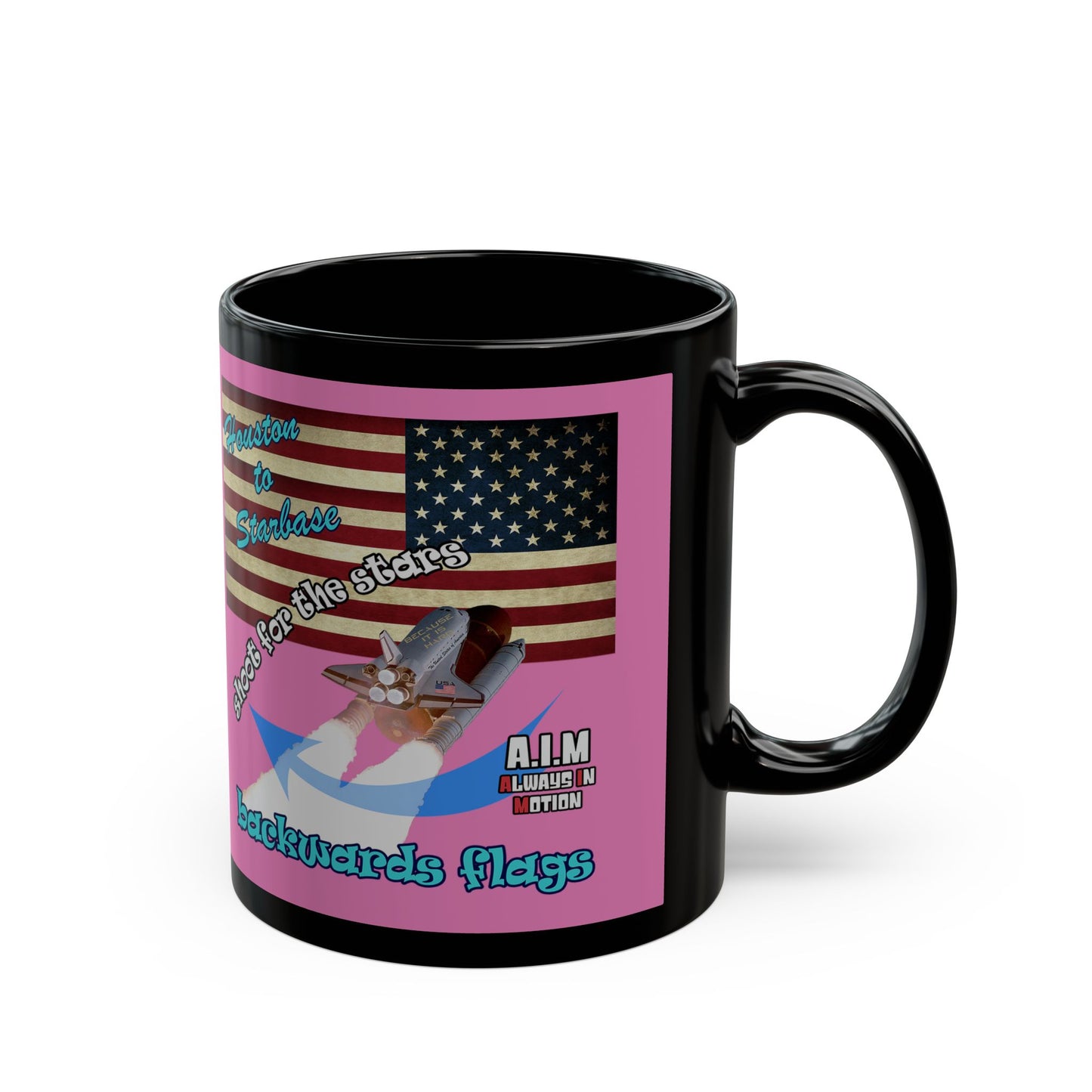 shoot for the stars - Black Mug (light pink)
