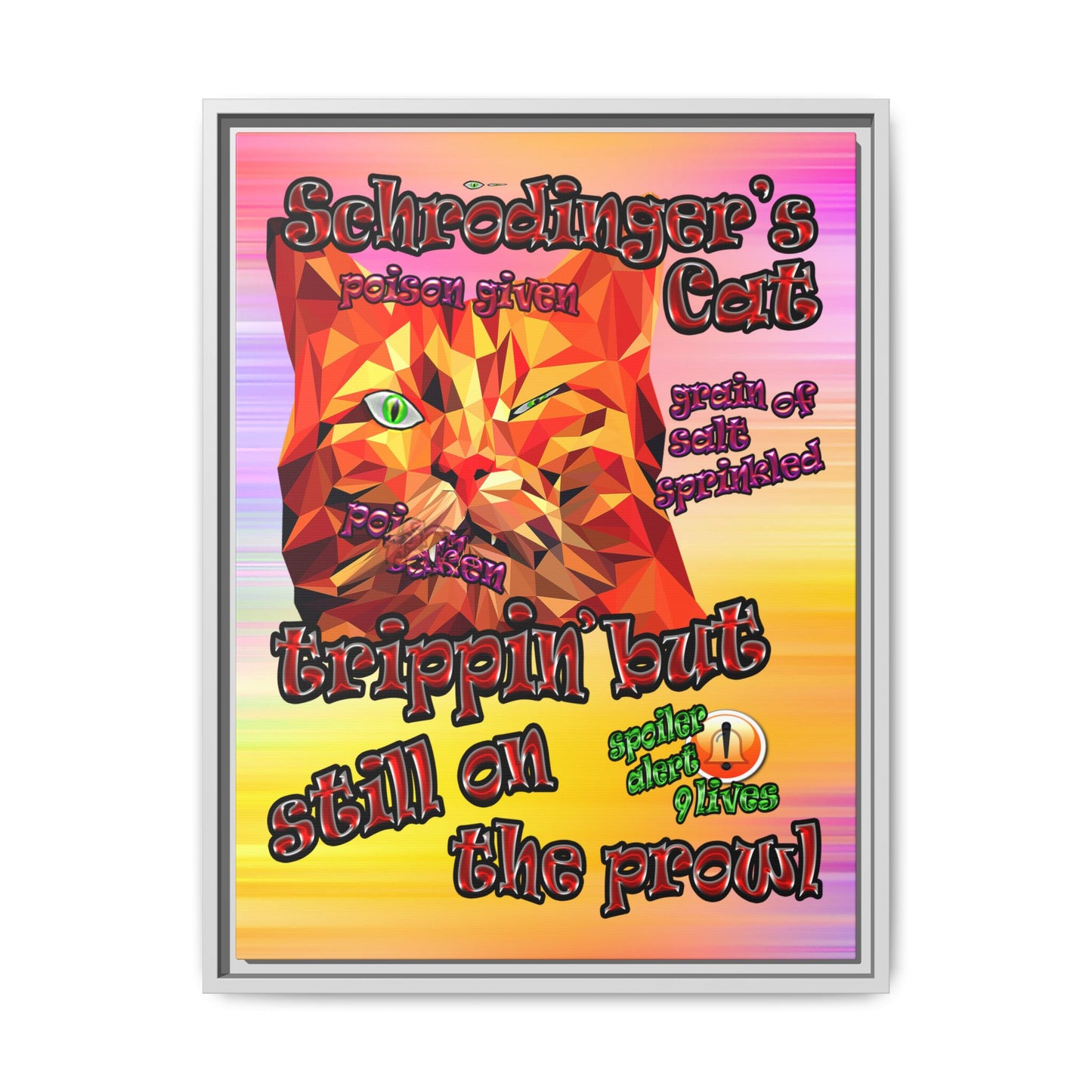 schrodinger's cat - framed canvas art (color blur)