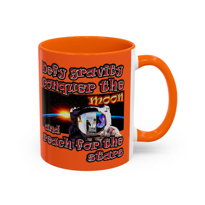 defy conquer reach - Accent Mug (orange)