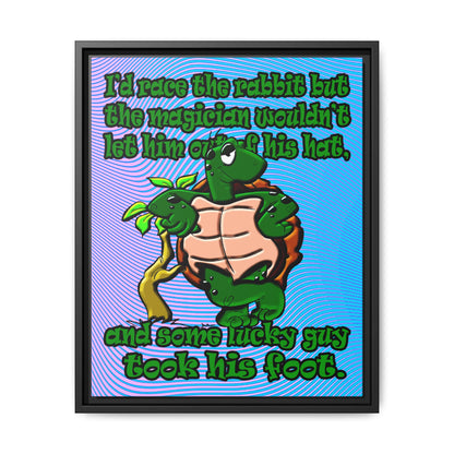 turtle race - framed canvas art (light blue-purple wave)