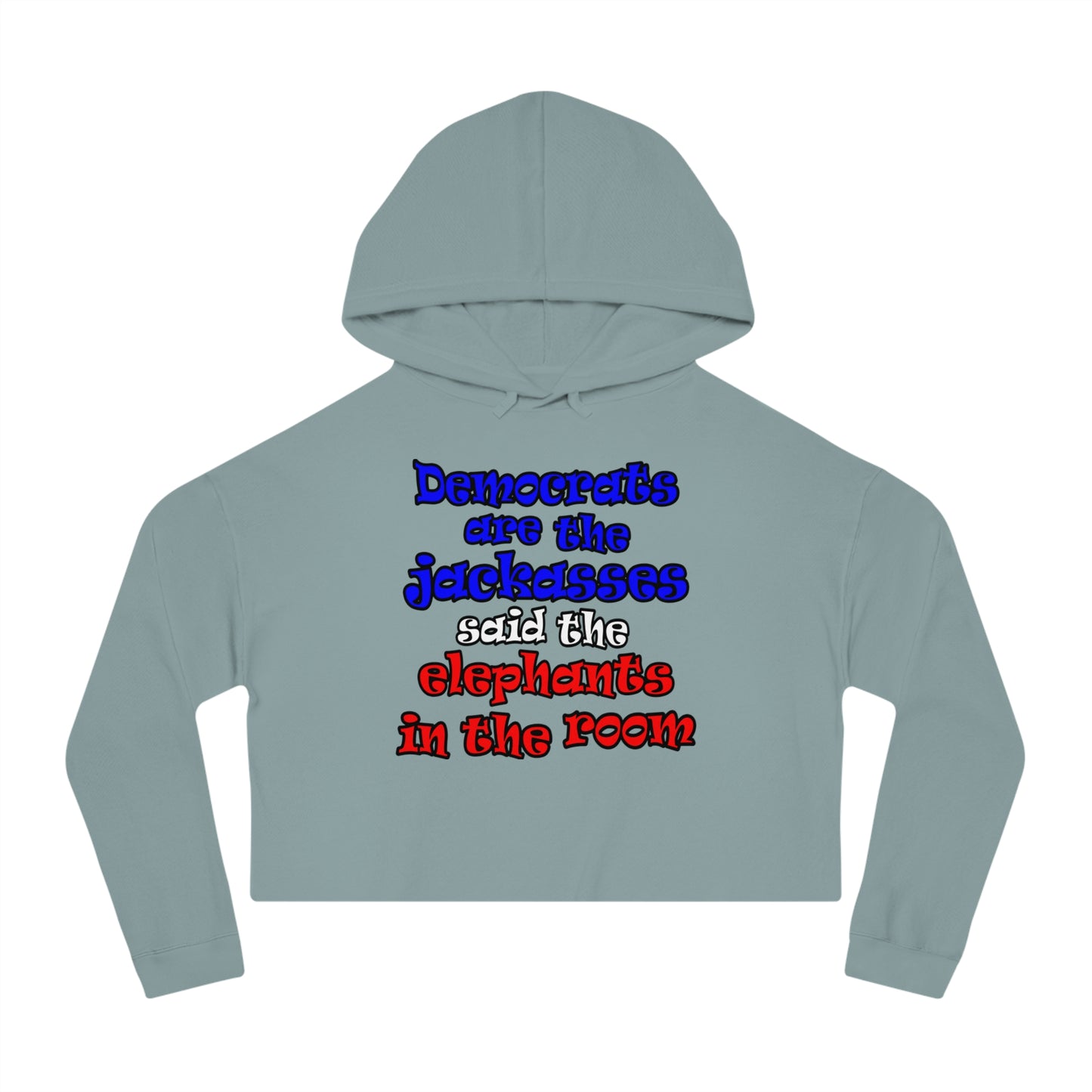 donkeys and elephants - Women’s Cropped Hooded Sweatshirt