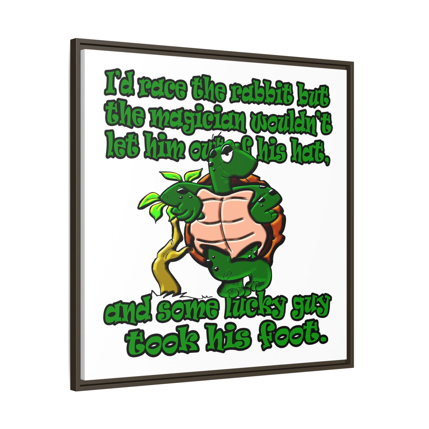turtle race - framed canvas art (white)