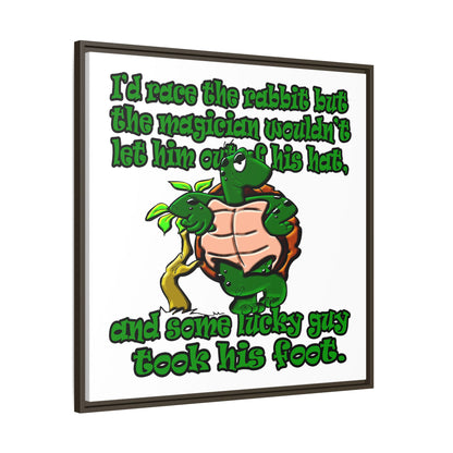 turtle race - framed canvas art (white)