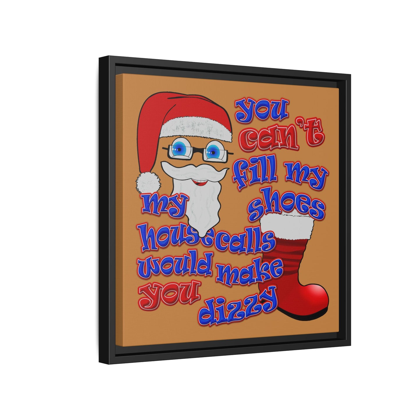 santa's shoes - framed canvas art (light brown)