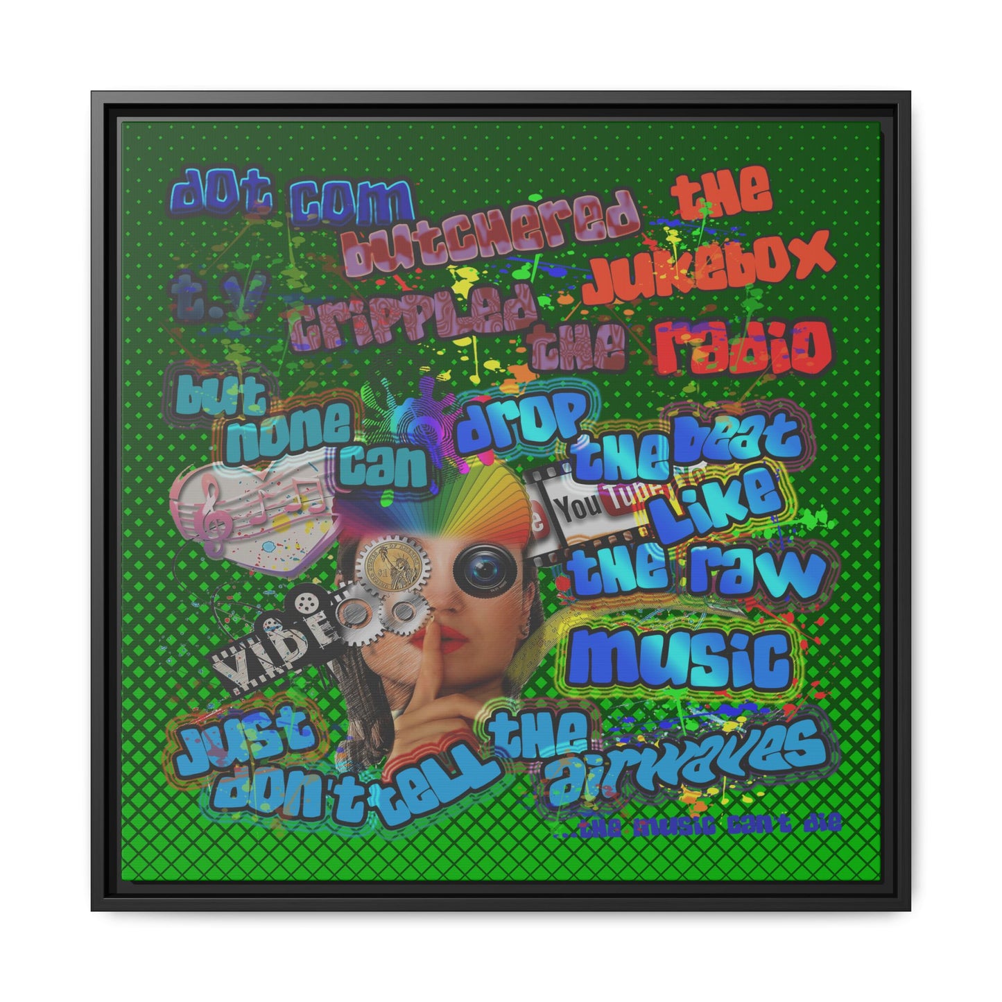 drop the beat - framed canvas art (logo green)