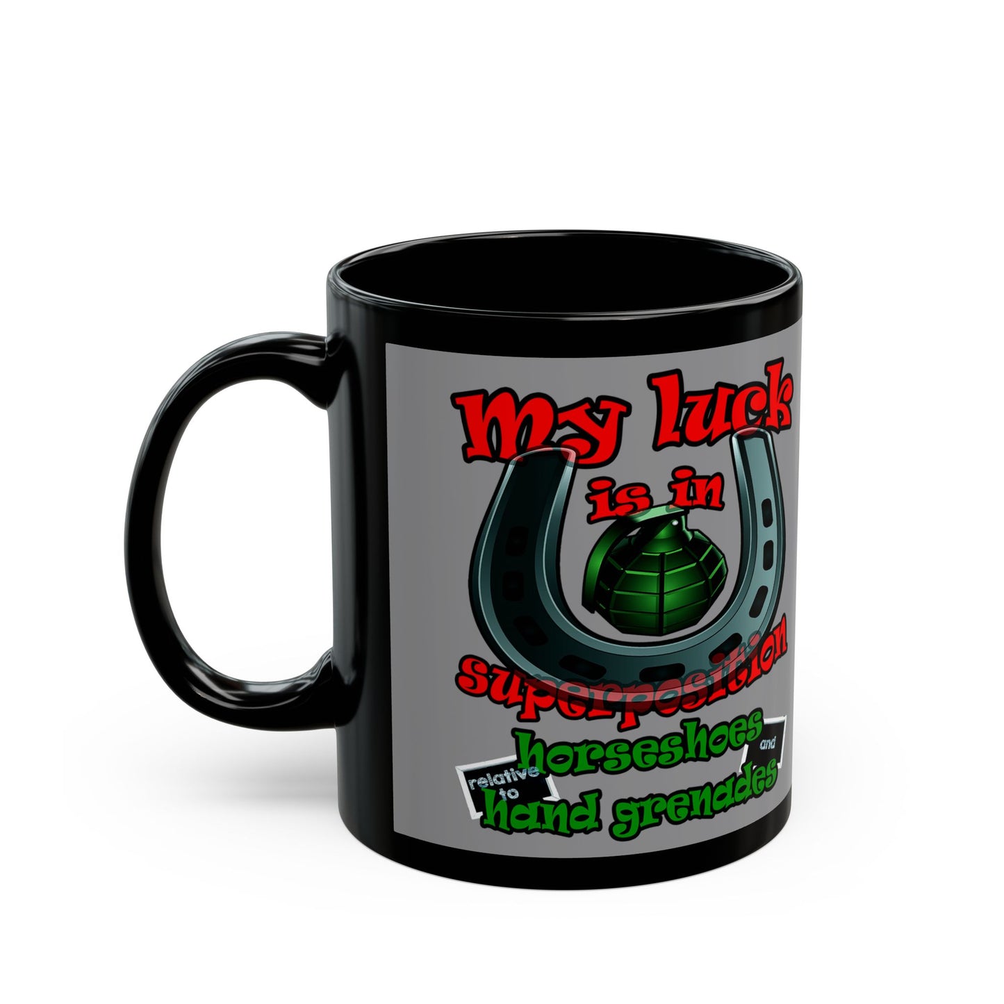my luck - Black Mug (grey)
