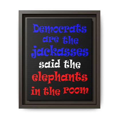donkeys and elephants - framed canvas art (black)