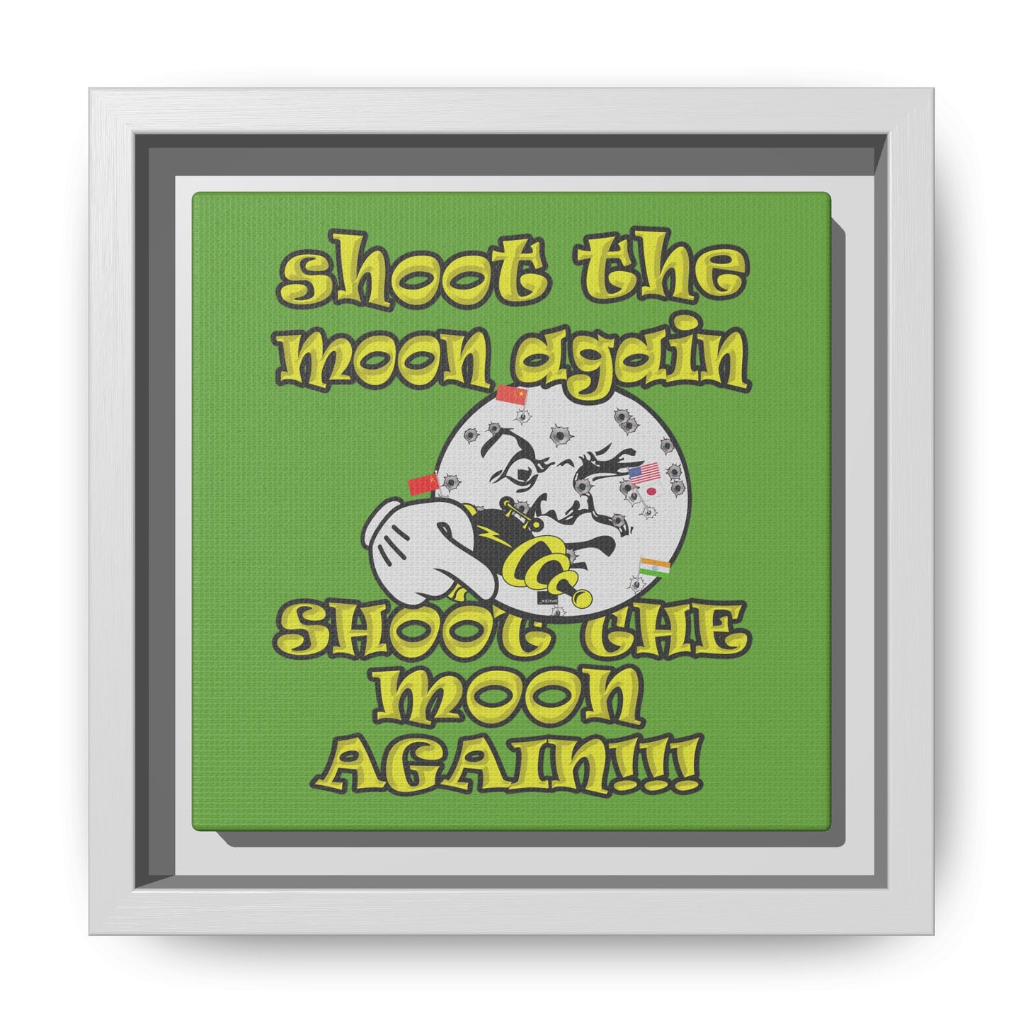 shoot the moon again - framed canvas art (green)