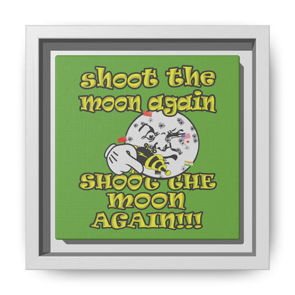 shoot the moon again - framed canvas art (green)