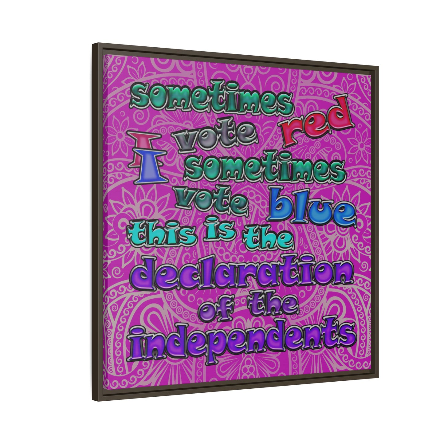 declaration of the independents - framed canvas art (pink swirl)