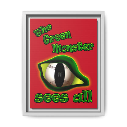 green monster - framed canvas art (dark red)