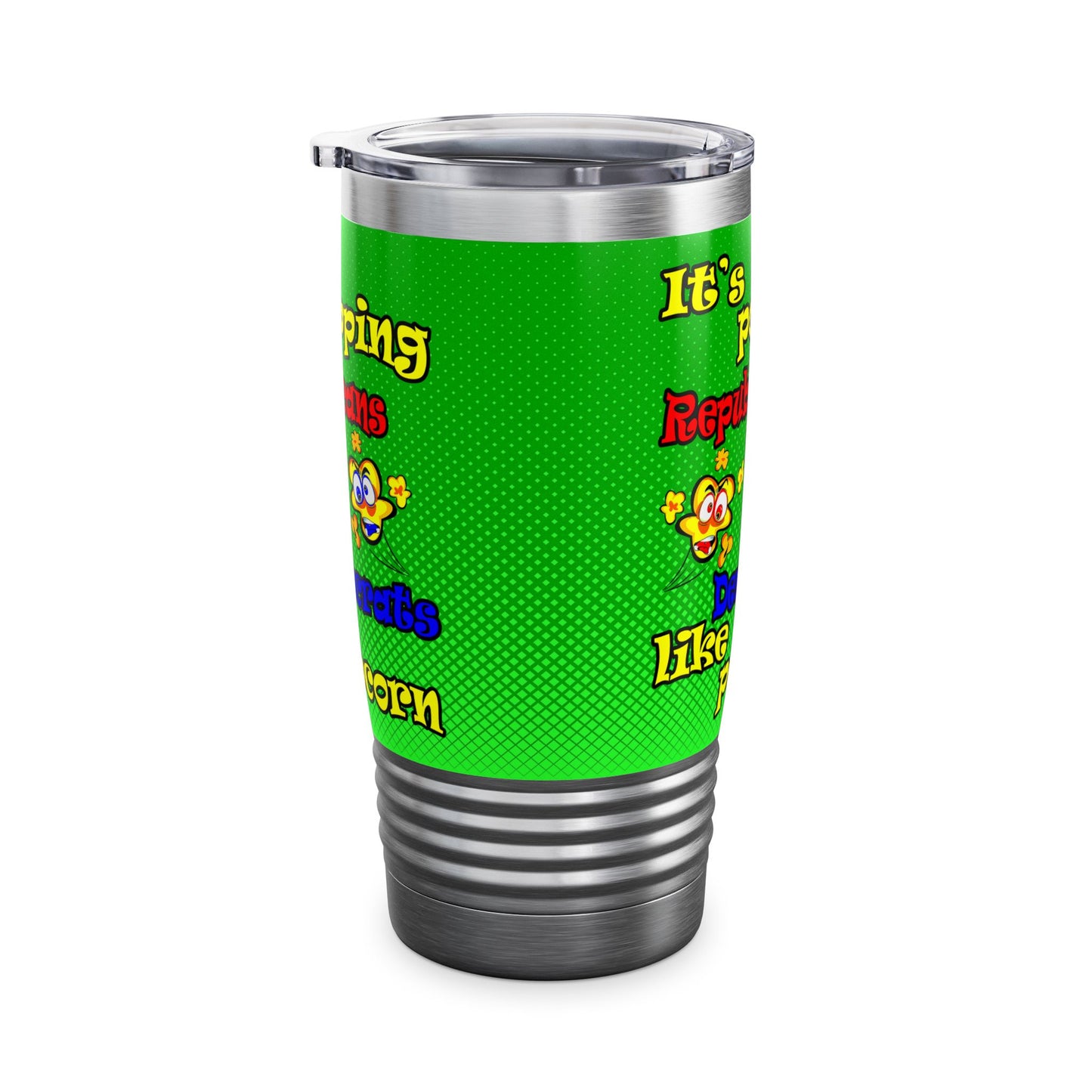 popping like popcorn - Ringneck Tumbler, 20oz (logo green)
