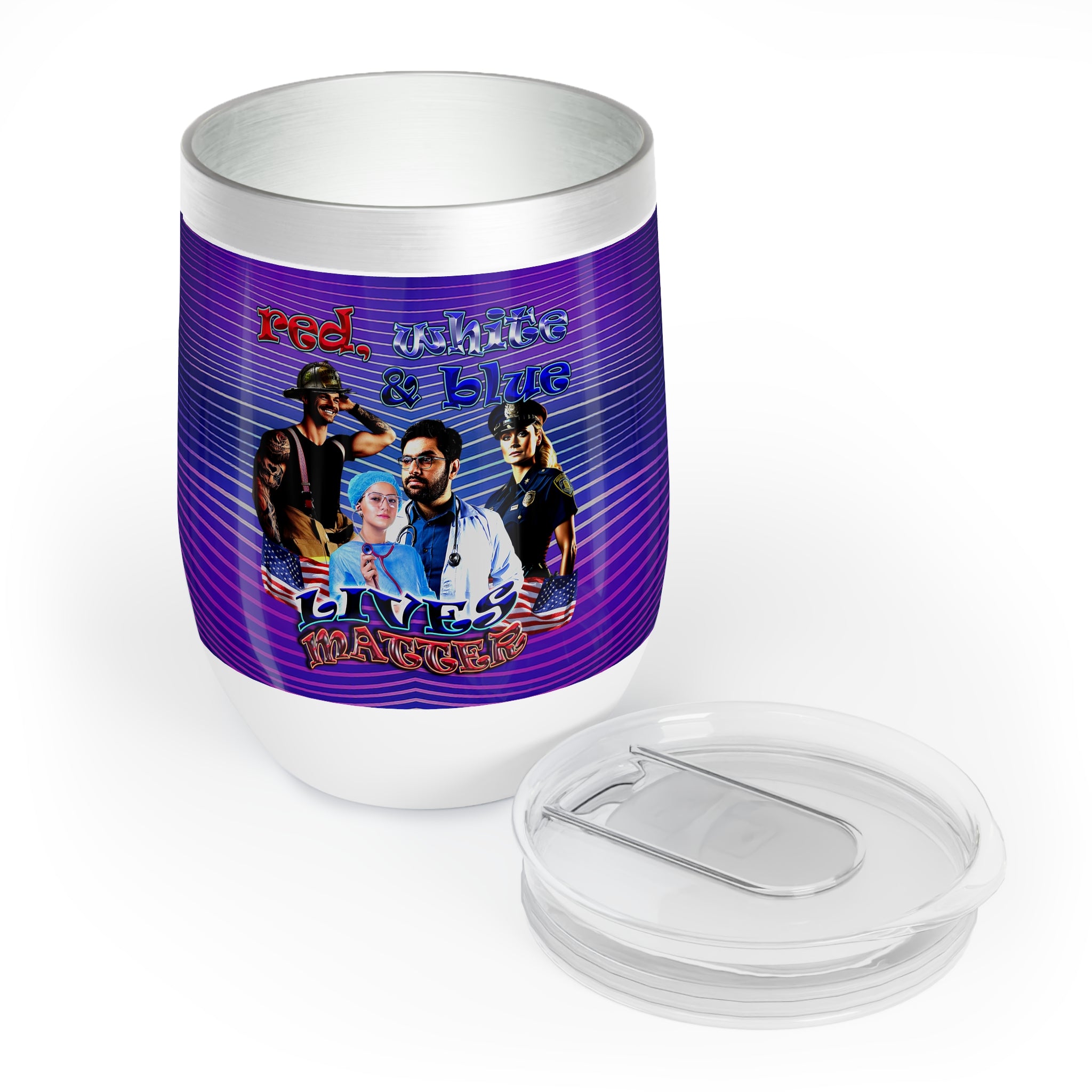 rw&b lives matter - Chill Wine Tumbler (purple wave)
