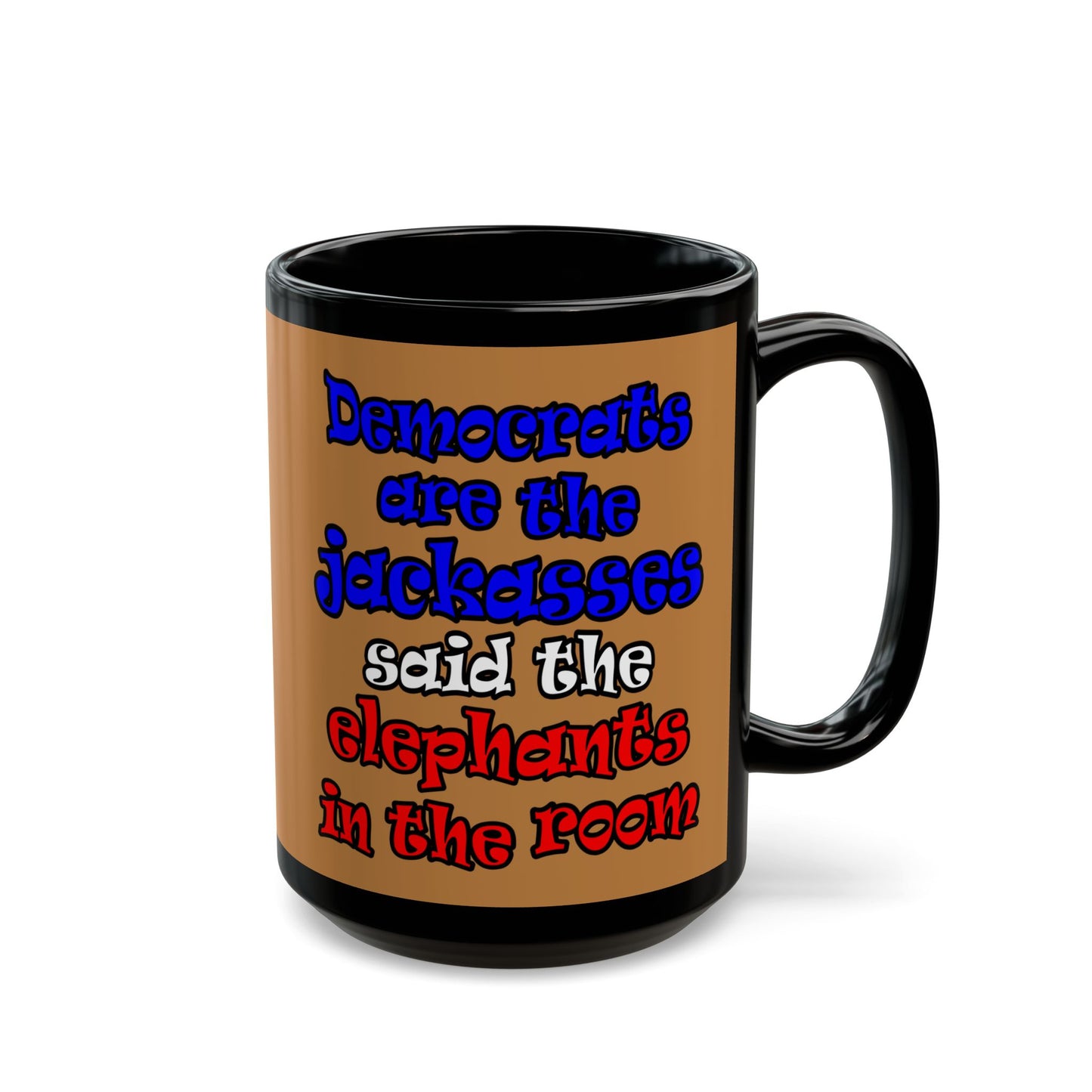 donkeys and elephants - Black Mug (light brown)