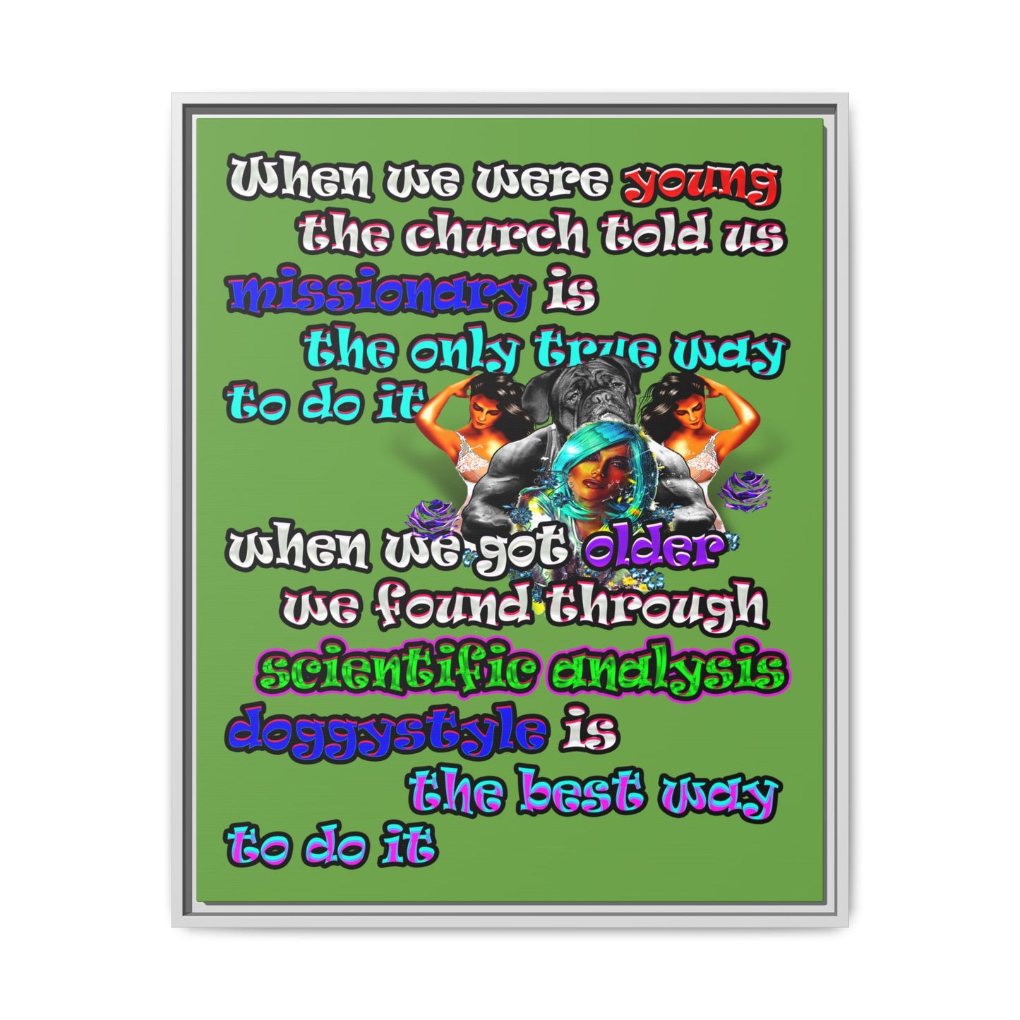 doggystyle - framed canvas art (green)