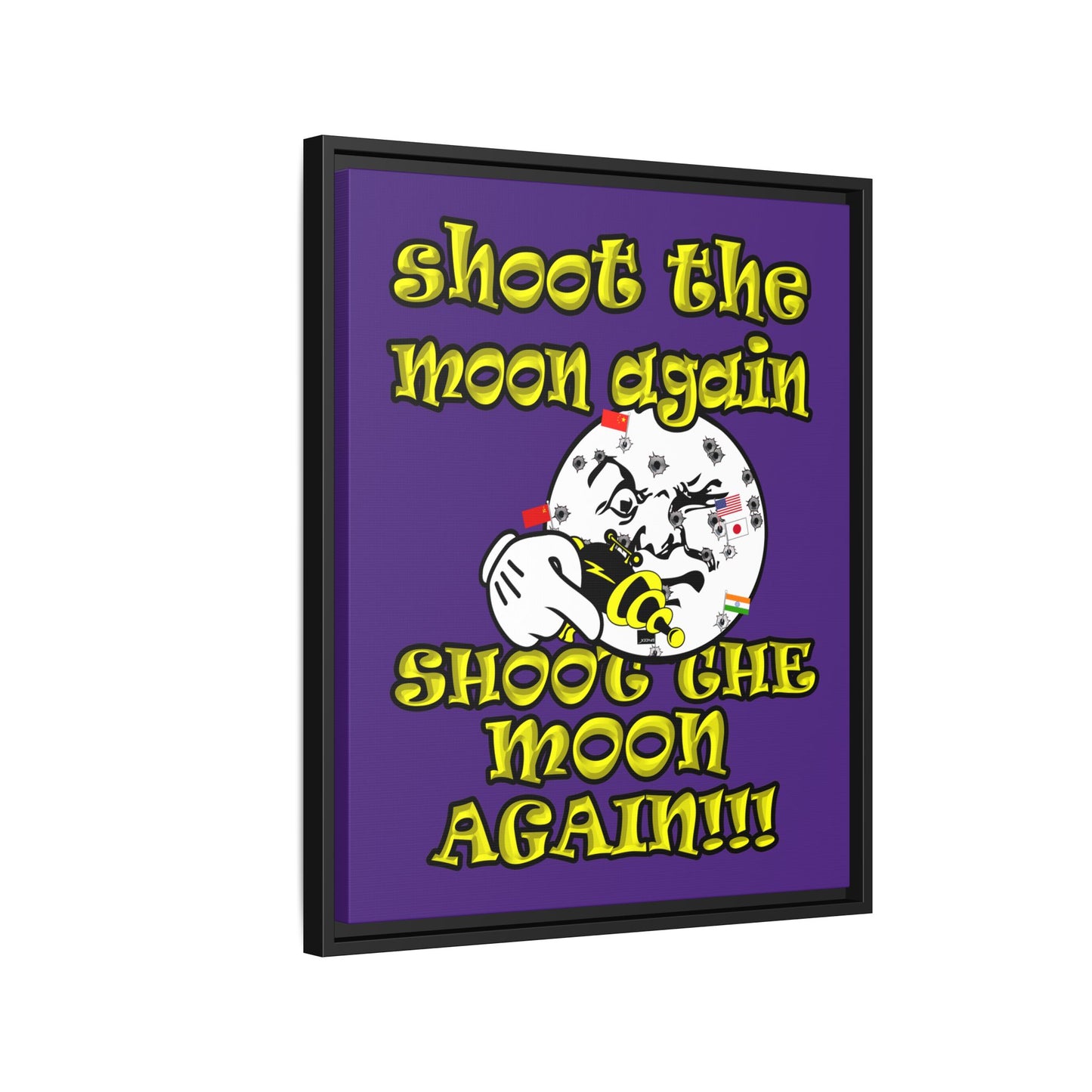 shoot the moon again - framed canvas art (purple)