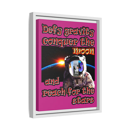 defy conquer reach - framed canvas art (pink)