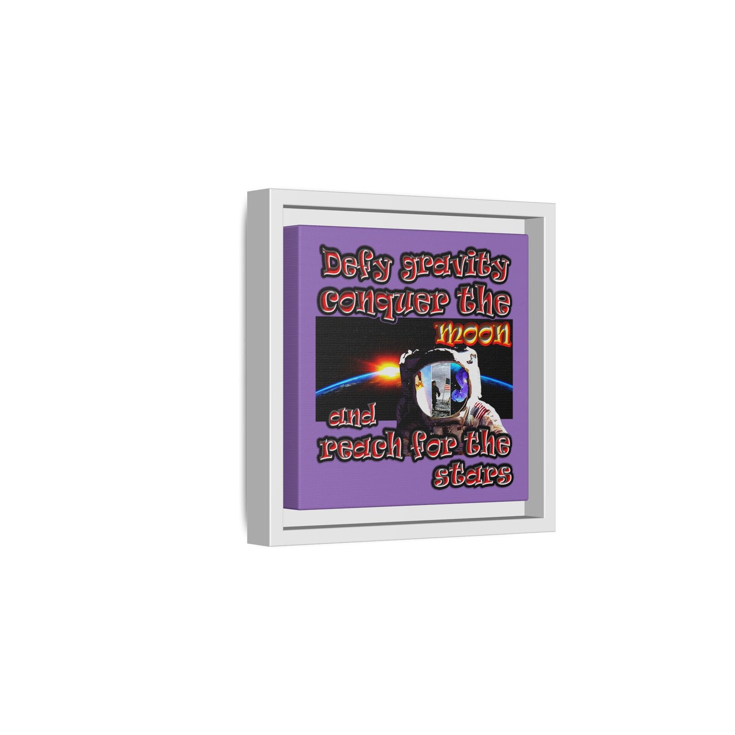 defy conquer reach - framed canvas art (light purple)