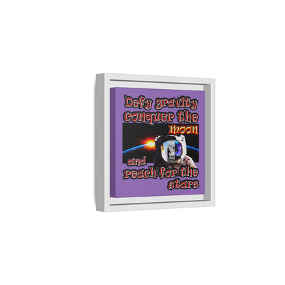 defy conquer reach - framed canvas art (light purple)