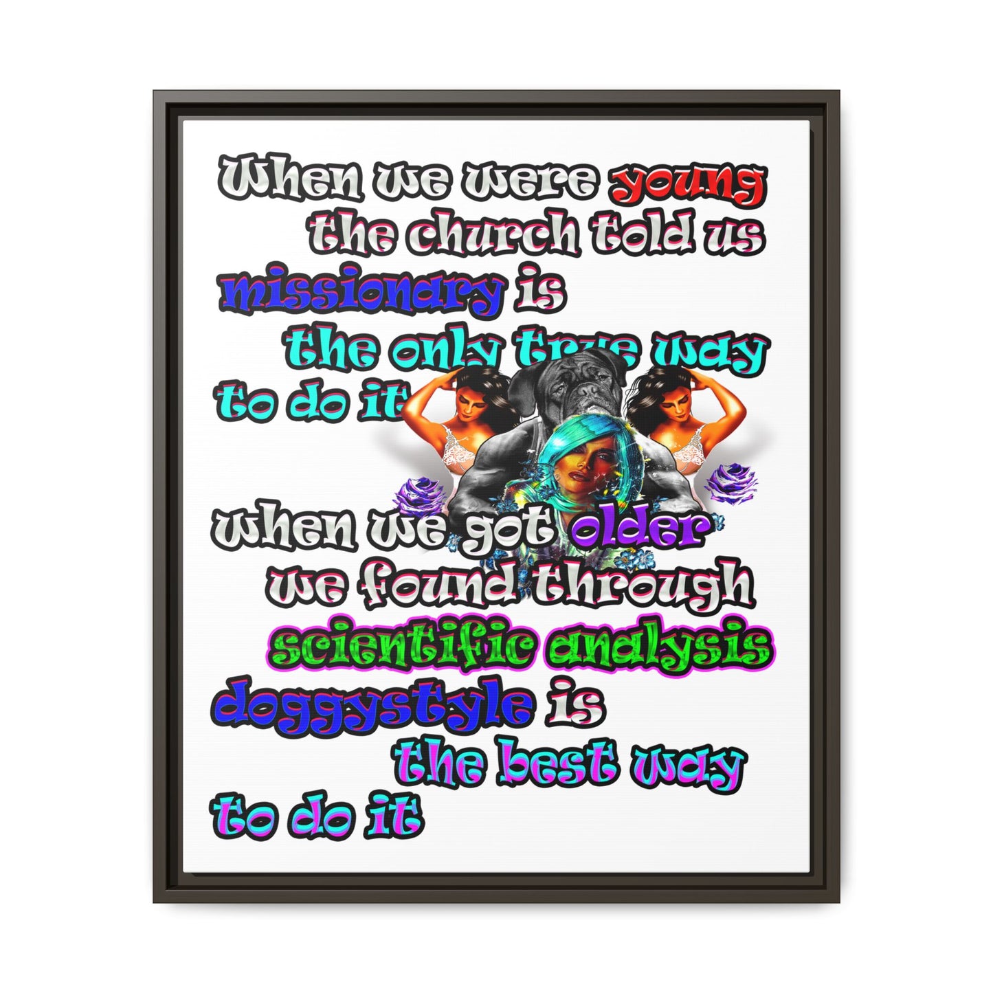doggystyle - framed canvas art (white)