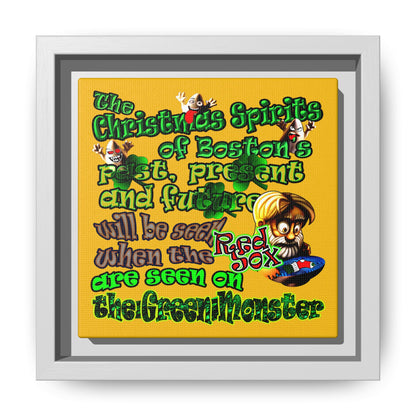 christmas spirits of boston - framed canvas art (yellow)
