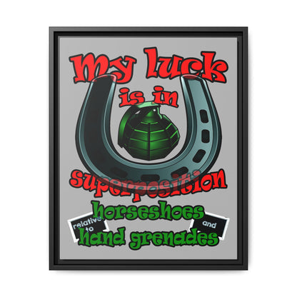 my luck - framed canvas art (light grey)