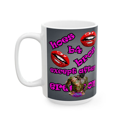 hoes b4 bros - White Mug (grey-light grey)