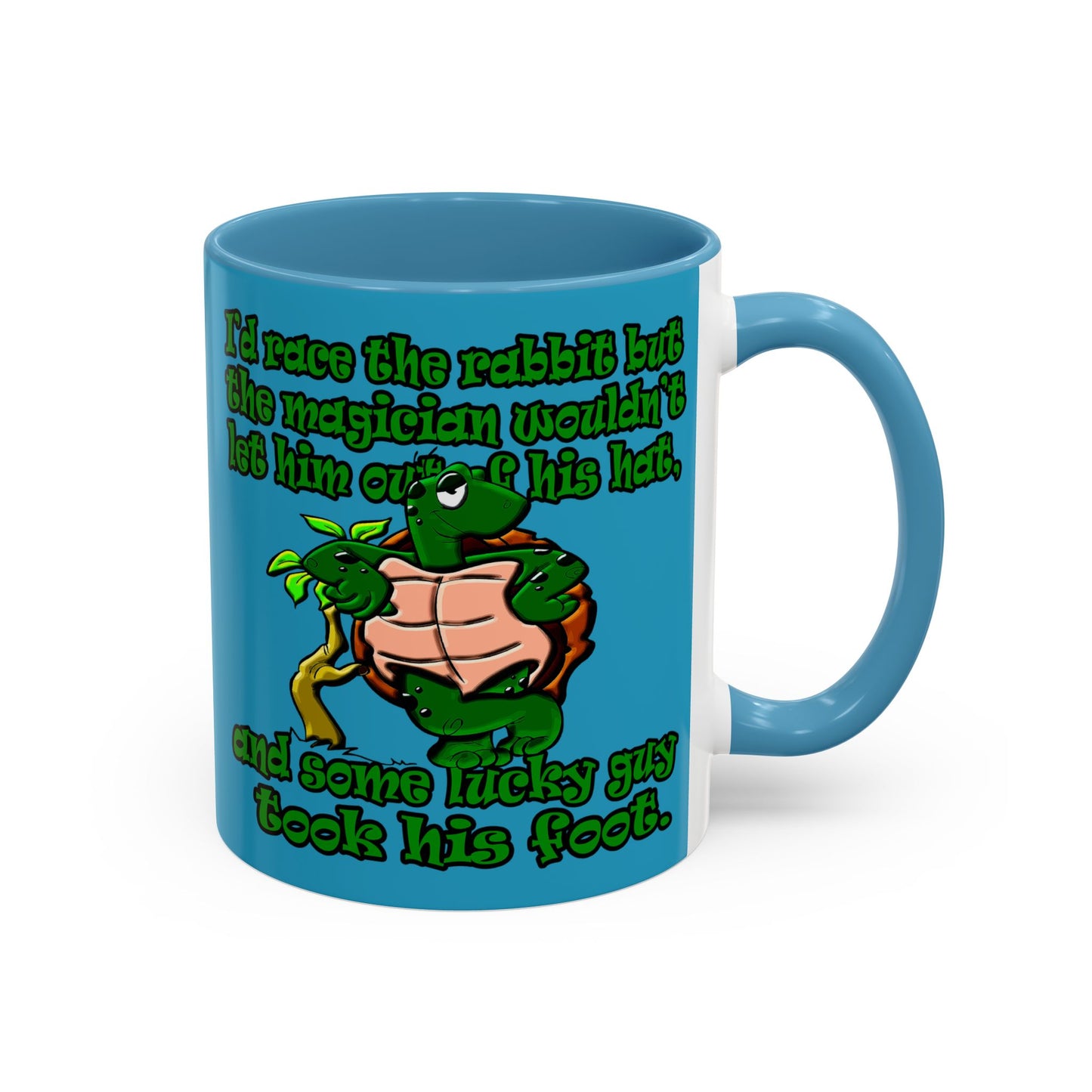 turtle race - Accent Mug (turquoise)
