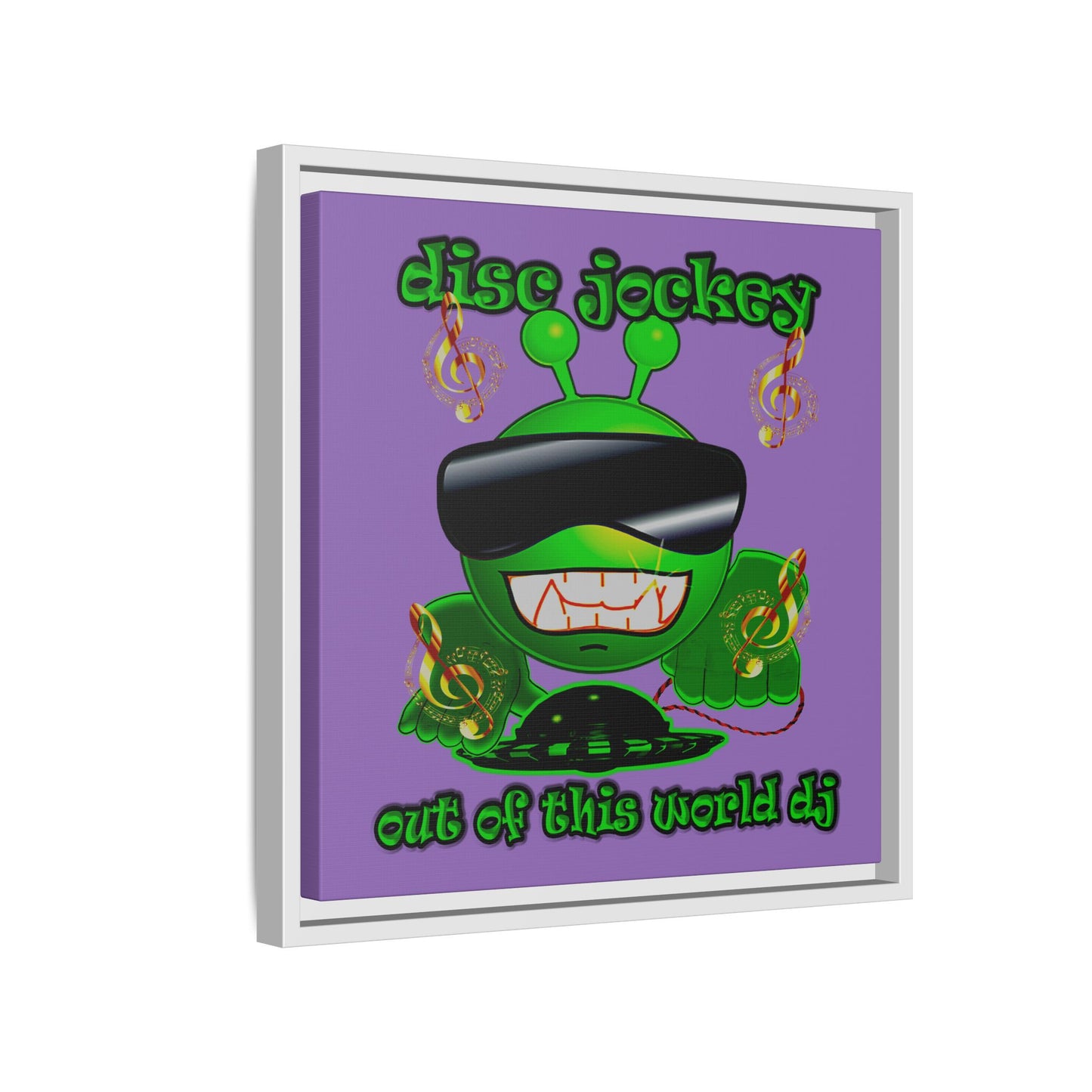disc jockey - framed canvas art (light purple)