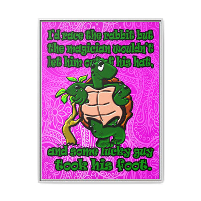 turtle race - framed canvas art (pink swirl)
