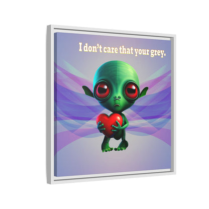I don't care that your grey - framed canvas art (light blue-pink wave)