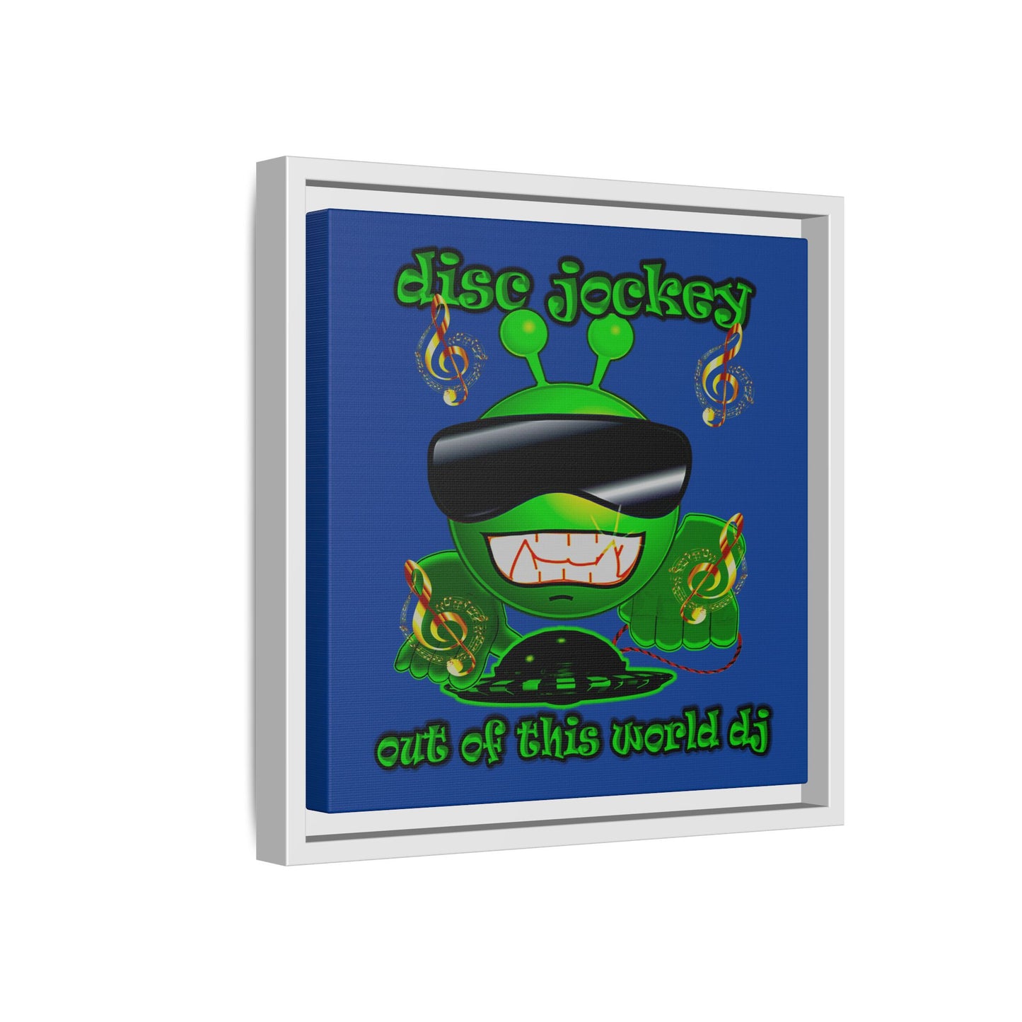 disc jockey - framed canvas art (dark blue)