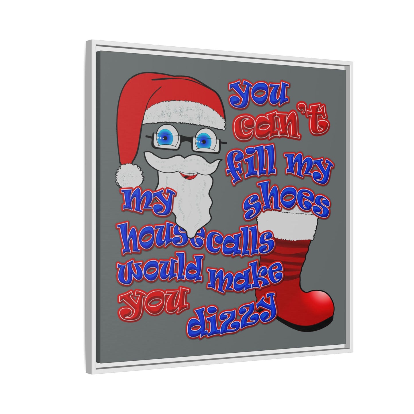 santa's shoes - framed canvas art (dark grey)