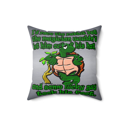 turtle race - Spun Polyester Square Pillow - (brushed nickel)