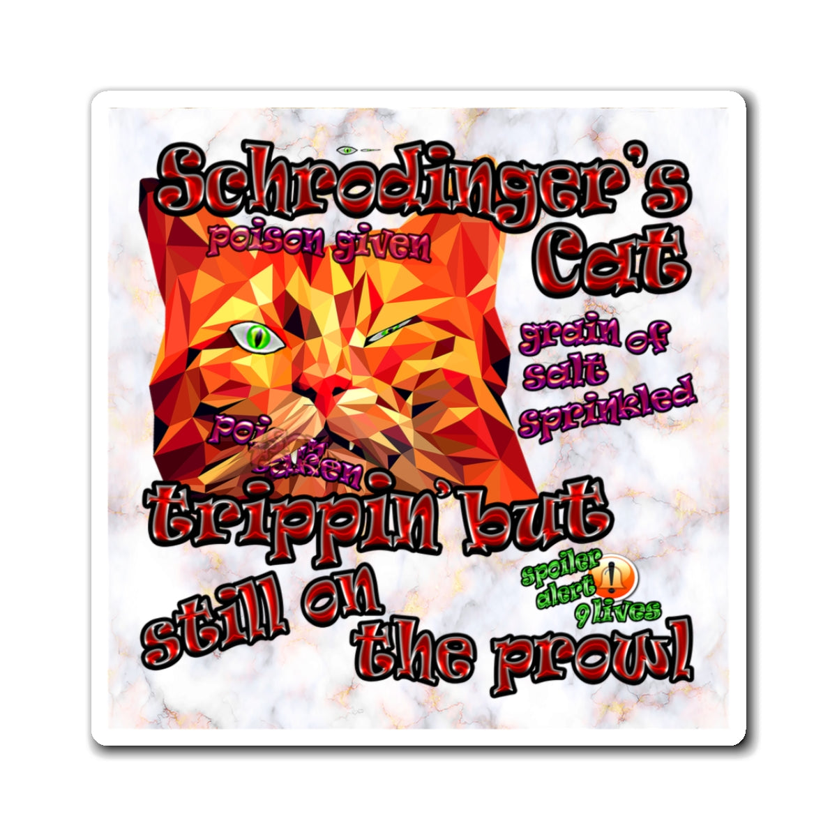 schrodinger's cat - Magnets - (white marble)