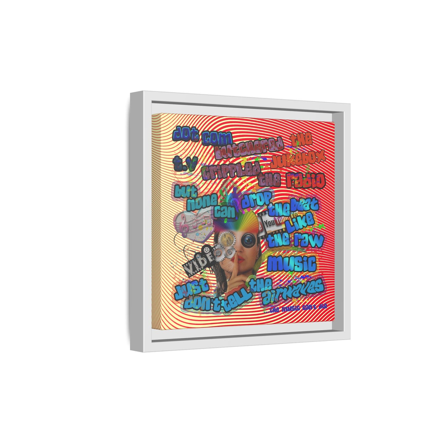 drop the beat - framed canvas art (yellow-orange wave)
