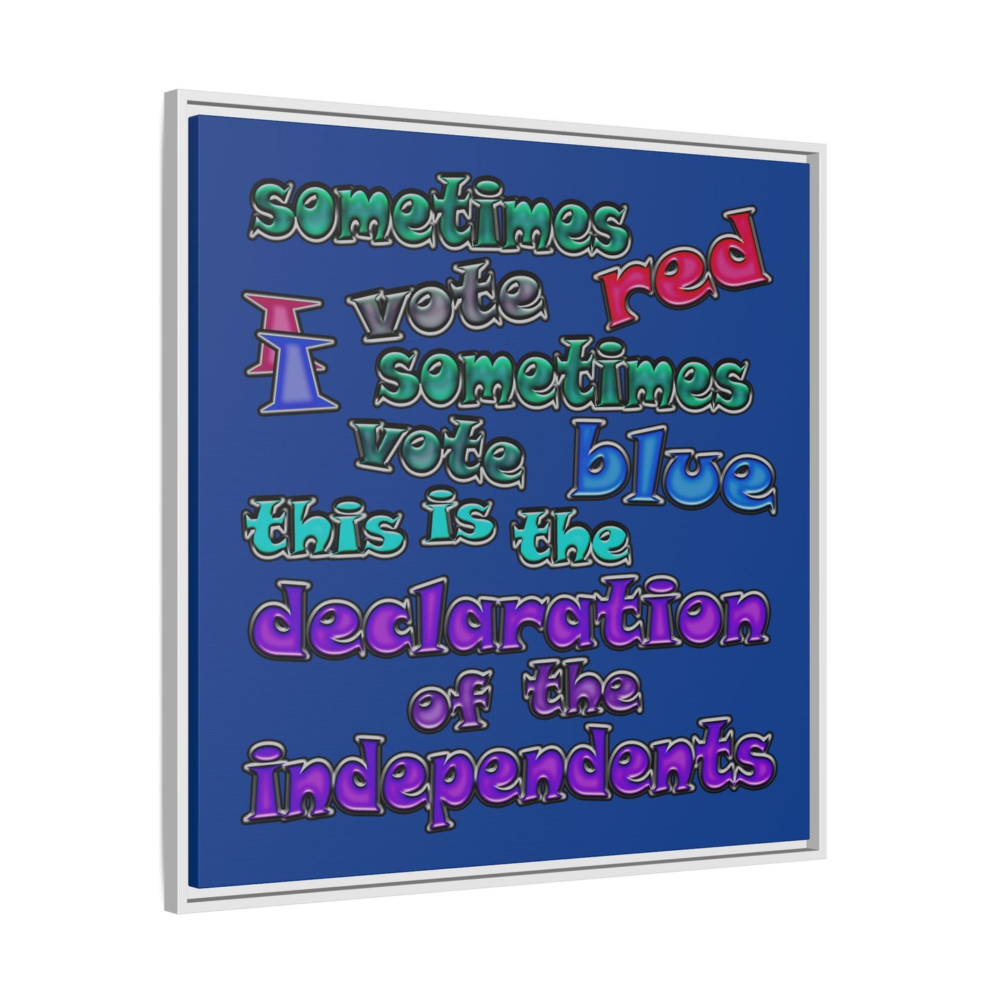 declaration of the independents - framed canvas art (dark blue)