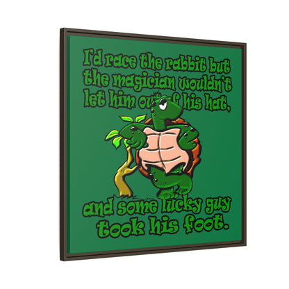 turtle race - framed canvas art (dark green)