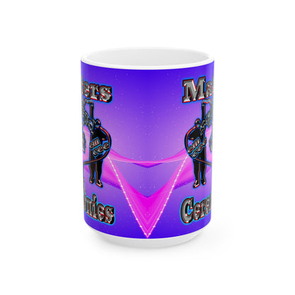 em cee squared - White Mug (purple-pink wave)