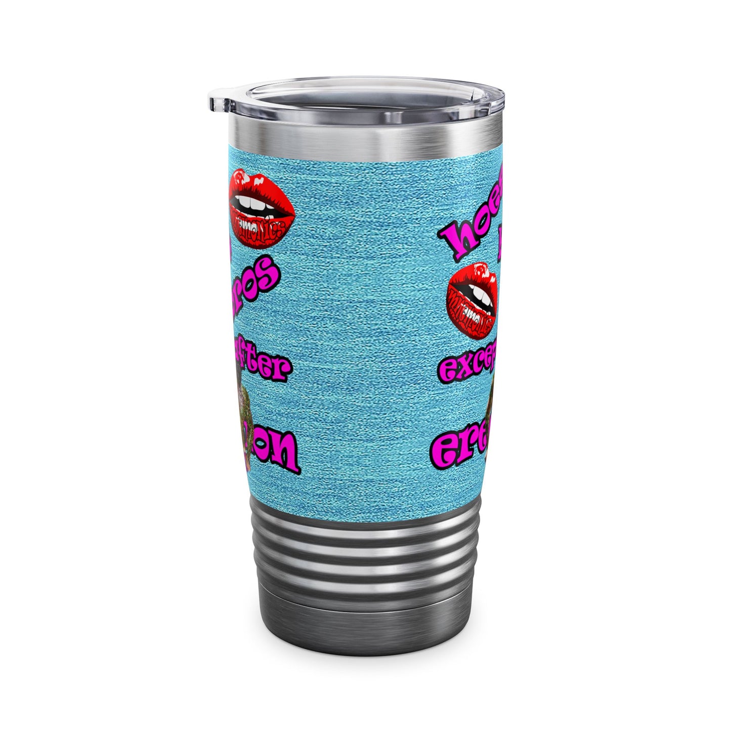 hoes b4 bros - Ringneck Tumbler, 20oz (faded blue)