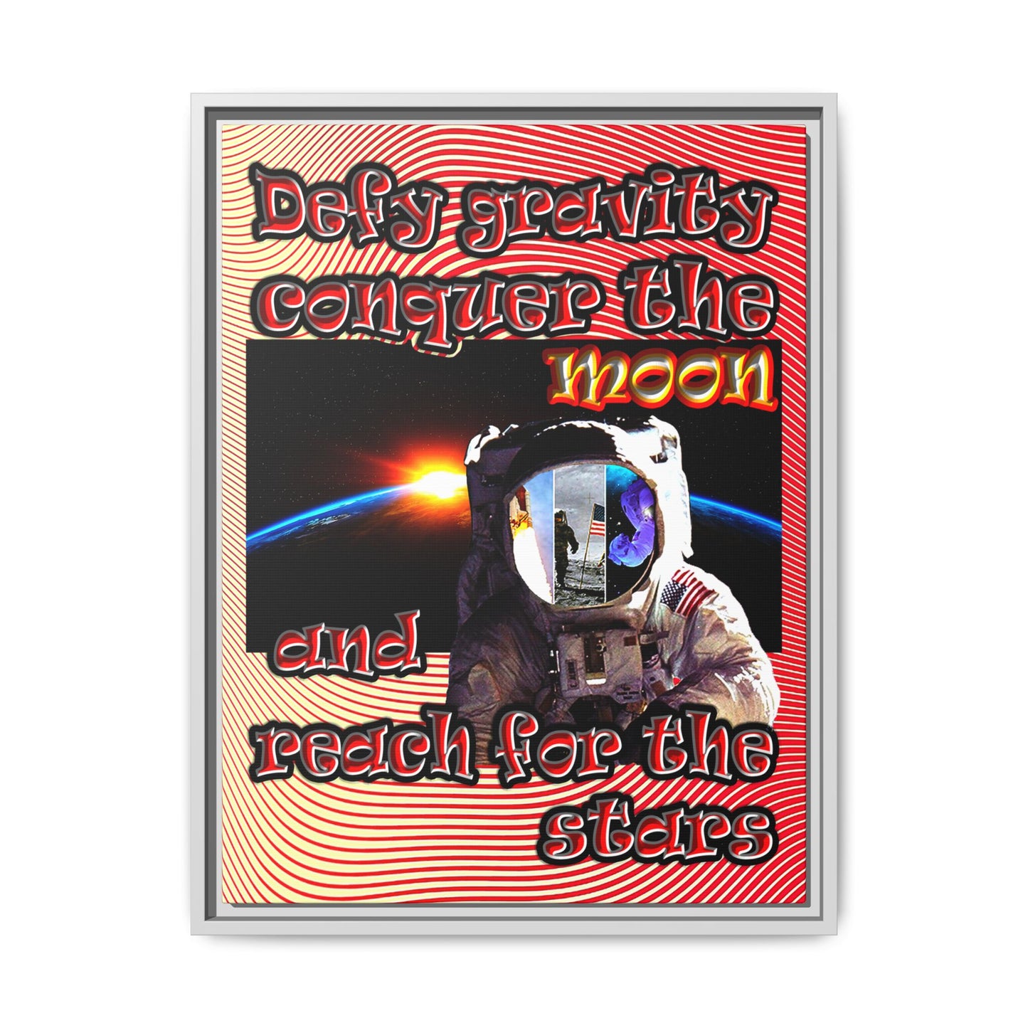 defy conquer reach - framed canvas art (yellow-orange wave)